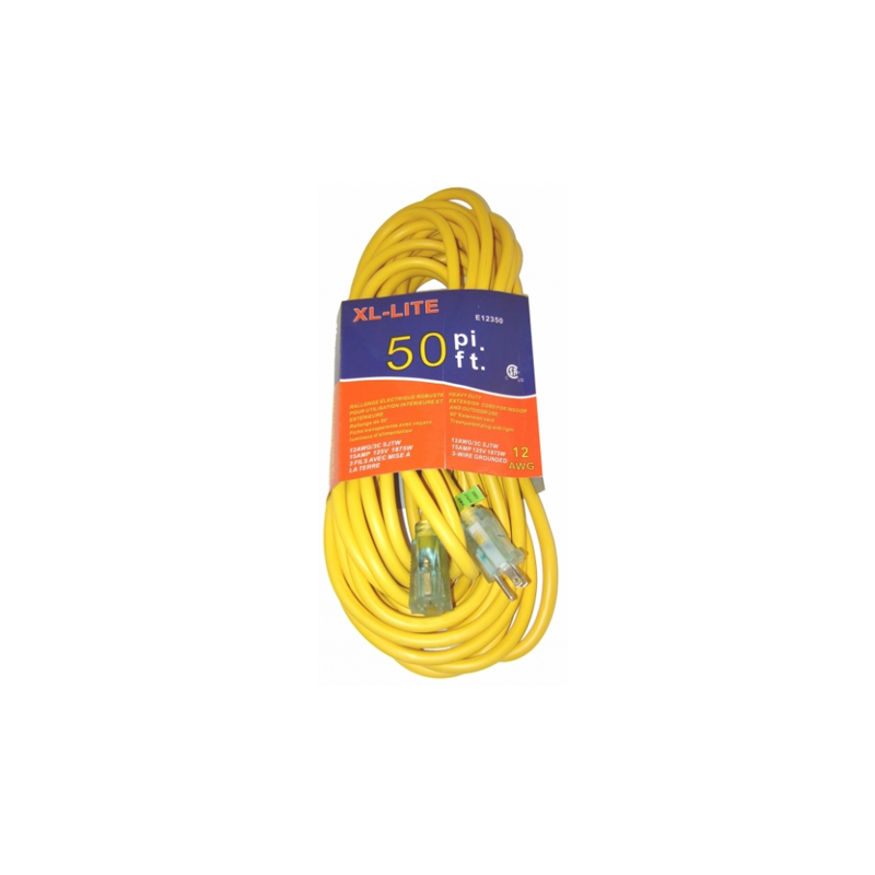 Rallonge électrique jaune 12G x 50' Rodac E12350
