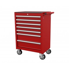Rodac Red tool chest on wheels, 7 lockable drawers, 27"