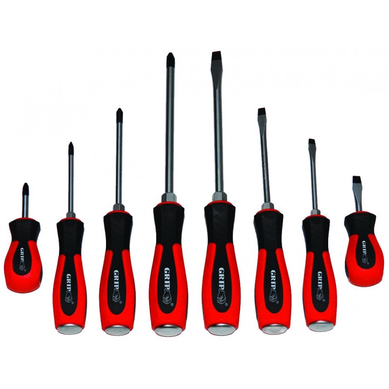 Rodac 63072 Screwdriver set with double injection handles with hardened steel blades (8 pieces)