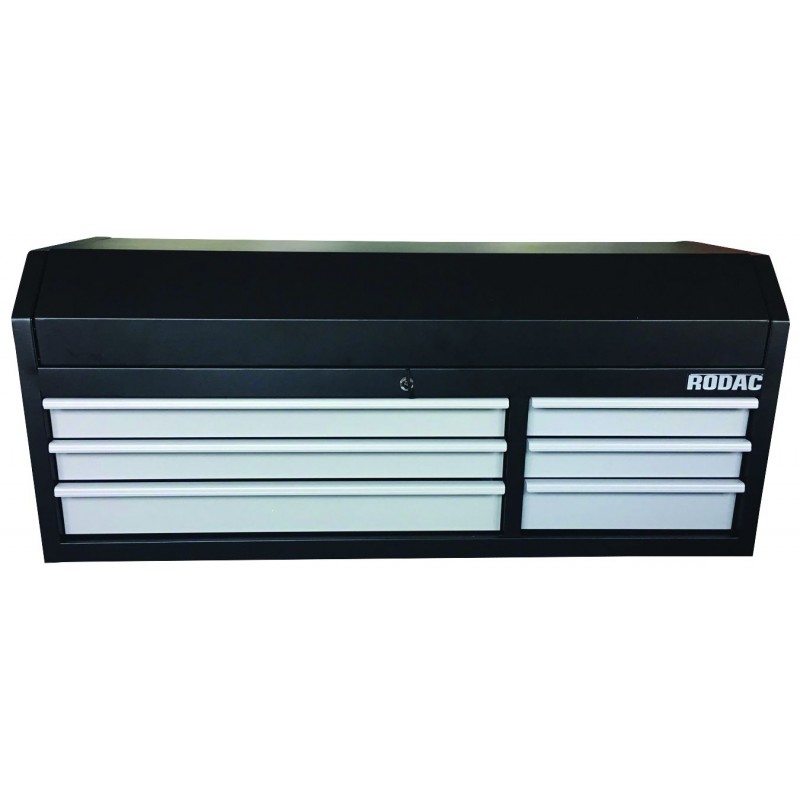 Cabinet à outils 6 tiroirs gris et noir avec glissières à roulement à bille 51" X 18" X 22" Rodac BCD-521061S-23B