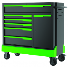 Cabinet à outils 6 tiroirs vert et noir avec roulettes 42" x 18" x 35" Rodac BTD-420061DS