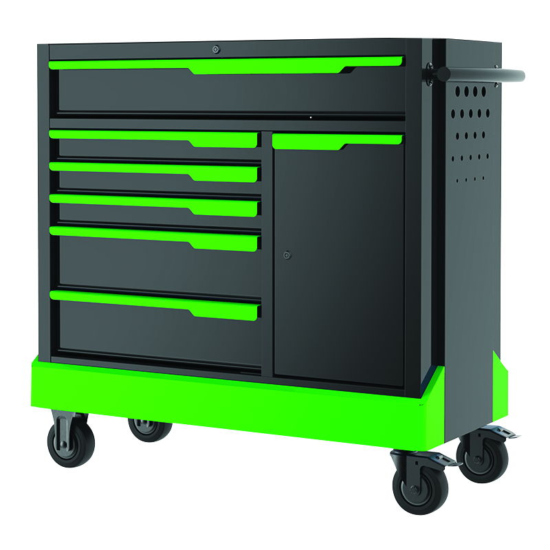 Rodac BTD-420061DS Green and black 6 drawer tool cabinet with casters 42" x 18" x 35"